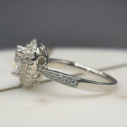 Double Halo Heart Shape Cut Moissanite Engagement Ring