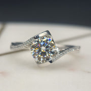 1 Cart Moissanite Unique Pave Heart Design Ring