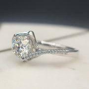 1 Cart Moissanite Unique Pave Heart Design Ring