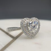 Double Halo Heart Shape Cut Moissanite Engagement Ring