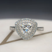 Double Halo Trillion Cut Moissanite Ring