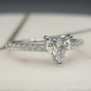 Pave Heart Shaped Cut Moissanite Engagement Ring