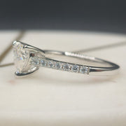 Pave Heart Shaped Cut Moissanite Engagement Ring