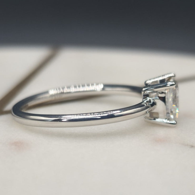 Solitaire Princess Cut Moissanite Diamond Ring