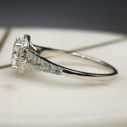 Split Shank Halo Moissanite Engagement Ring