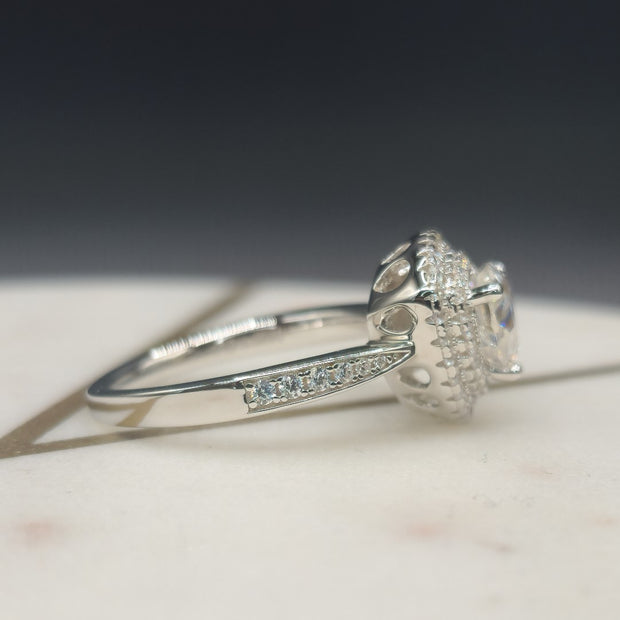 Double Halo Trillion Cut Moissanite Ring