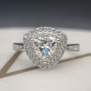 Double Halo Trillion Cut Moissanite Ring