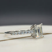 Pave Set Carat Emerald Cut Moissanite Ring - Best Price Emerald Cut Online