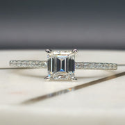 Pave Set Carat Emerald Cut Moissanite Ring - Best Price Emerald Cut Online