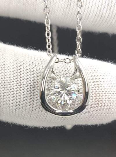 1 Carat Fashion Round Exquisite Shape Diamond Moissanite Necklace 925 Sterling Silver Jewelry Women  Jewelry Pendant Moissanite Diamond Necklace - Moissanite Jewelry Deals