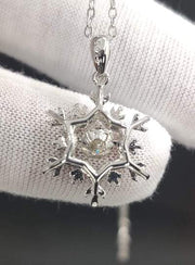 Snow Flake Diamond Necklace 1 Carat Custom Moissanite 925 Sterling Silver Jewelry Women Fashion Jewelry Pendant Moissanite Diamond Necklace - Moissanite Jewelry Deals