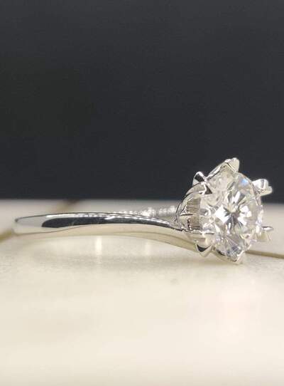 Custom Moissanite Engagement Ring 1 Carat Diamond Solid 925 Sterling Silver Solitaire - Moissanite Jewelry Deals