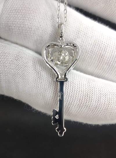 Cute Heart Key Shape Moissanite Necklace 925 Sterling Silver Jewelry Women Fashion Jewelry Pendant Moissanite Diamond Necklace - Moissanite Jewelry Deals