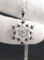 Snow Flake Diamond Necklace 1 Carat Custom Moissanite 925 Sterling Silver Jewelry Women Fashion Jewelry Pendant Moissanite Diamond Necklace - Moissanite Jewelry Deals