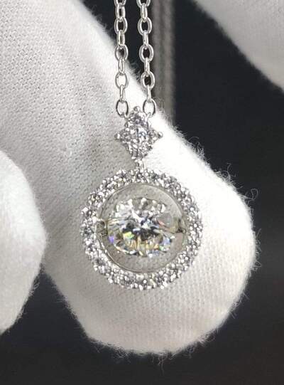 1 Carat Fully Iced Out Twinkle Diamond Moissanite Necklace 925 Sterling Silver Jewelry Women Fashion Jewelry Pendant Moissanite Diamond Necklace - Moissanite Jewelry Deals