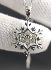 Snow Flake Diamond Necklace 1 Carat Custom Moissanite 925 Sterling Silver Jewelry Women Fashion Jewelry Pendant Moissanite Diamond Necklace - Moissanite Jewelry Deals