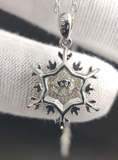 Snow Flake Diamond Necklace 1 Carat Custom Moissanite 925 Sterling Silver Jewelry Women Fashion Jewelry Pendant Moissanite Diamond Necklace - Moissanite Jewelry Deals