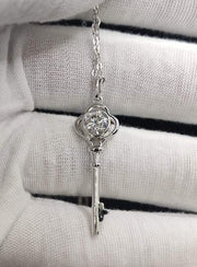 Moissanite Necklace 925 Sterling Silver Jewelry Women Fashion Key Shape Jewelry Pendant Moissanite Diamond Necklace - Moissanite Jewelry Deals