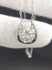 1 Carat Fashion Round Exquisite Shape Diamond Moissanite Necklace 925 Sterling Silver Jewelry Women  Jewelry Pendant Moissanite Diamond Necklace - Moissanite Jewelry Deals