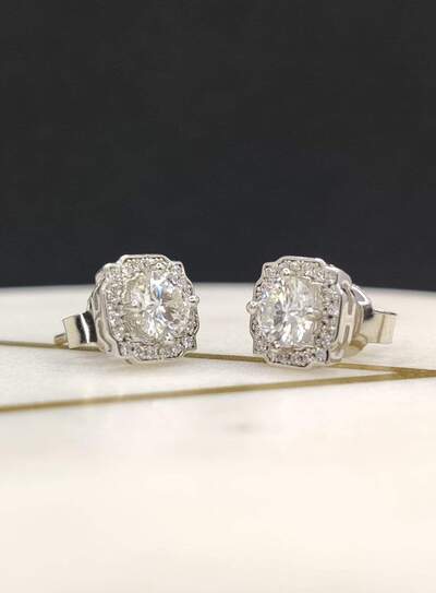 Moissanite Stud Earrings .5 Carat Moissanite Diamond Stone Earring Statement 925 Sterling - Moissanite Jewelry Deals