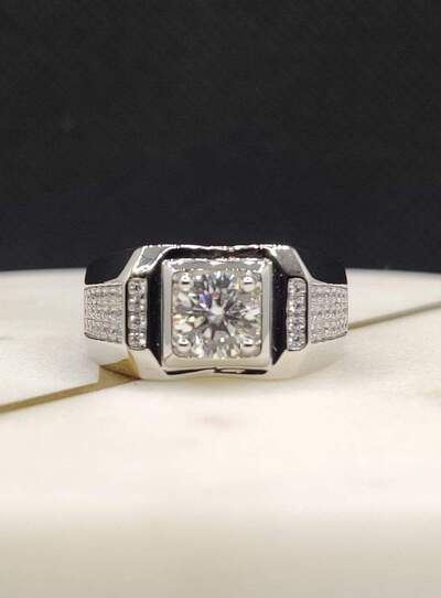 Moissanite Jewelry Wholesale Low Sale Price Full Diamond 925 Silver 1 Carat Moissanite Men rings - Moissanite Jewelry Deals