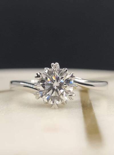 Custom Moissanite Engagement Ring 1 Carat Diamond Solid 925 Sterling Silver Solitaire - Moissanite Jewelry Deals