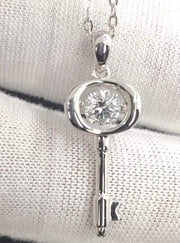 Key Shape Moissanite Necklace 925 Sterling Silver Jewelry Women Fashion Jewelry Pendant Moissanite Diamond Necklace - Moissanite Jewelry Deals